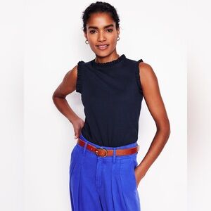 Boden Supersoft Frill Detail Vest in Navy Size 2